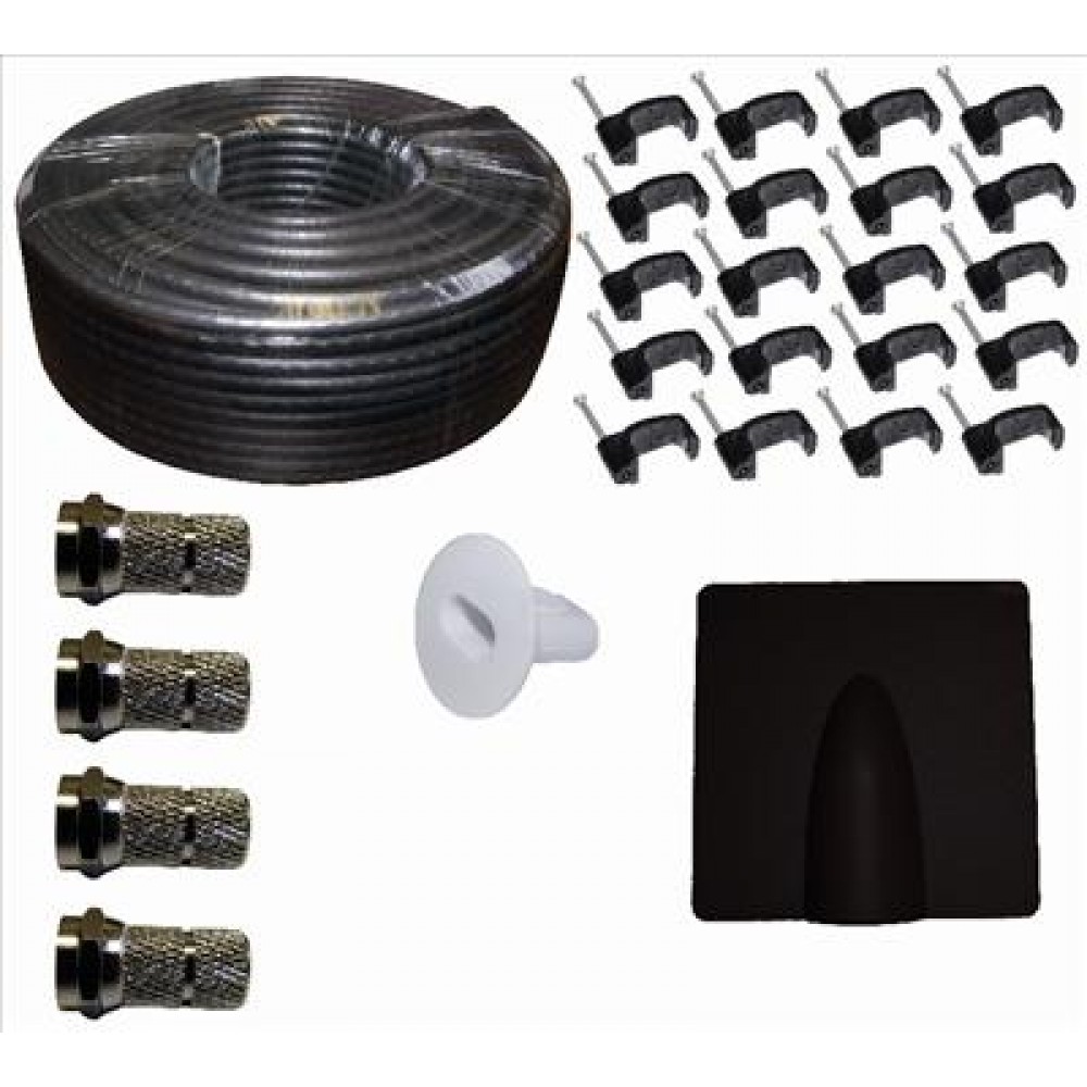 50m Twinsat Black Satellite Cable Kit Satellite TV Ireland 094 903 0765